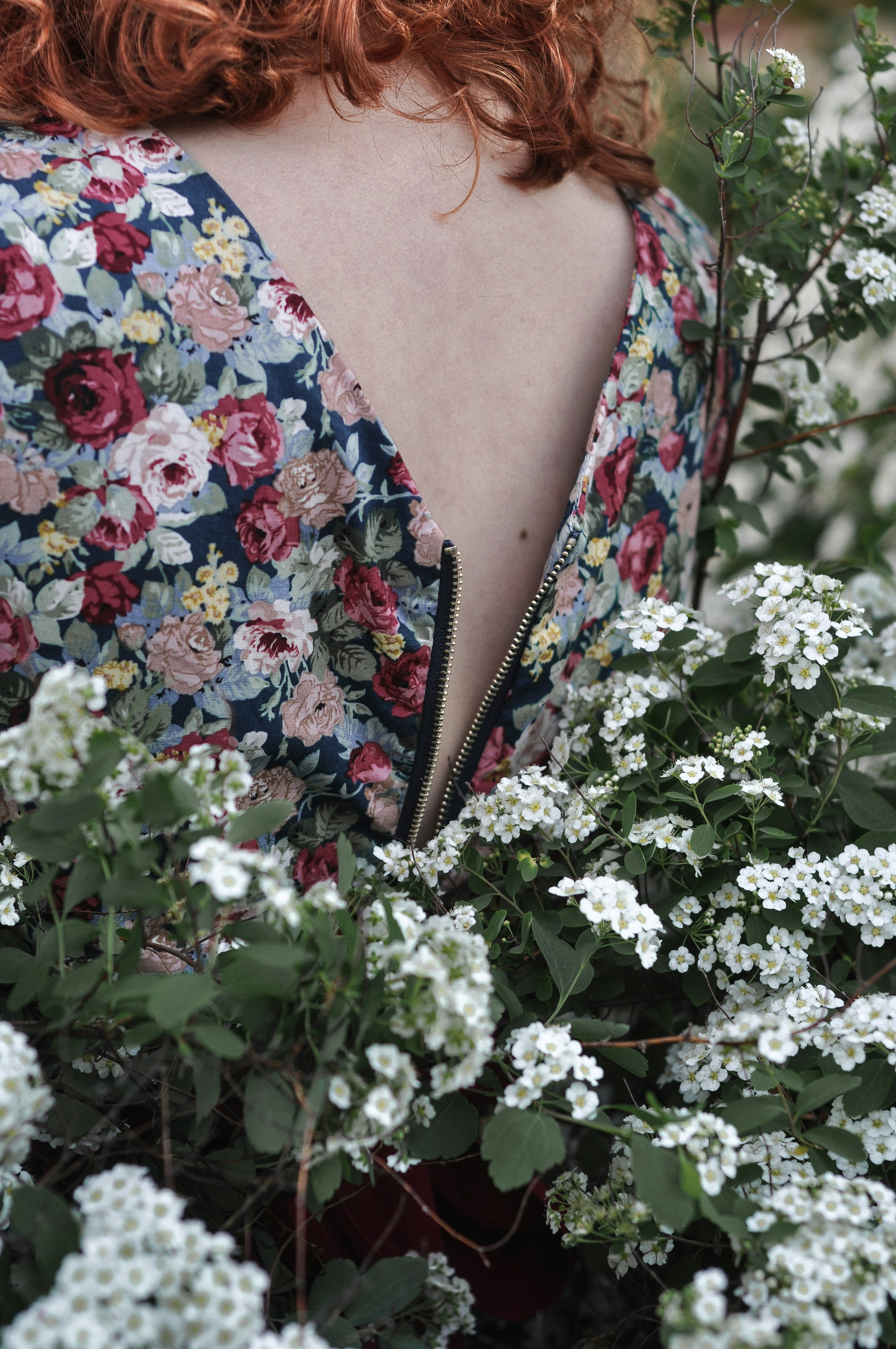 woman near flower field